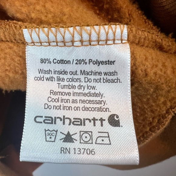 Carhartt Youth Full Zip HoodieSweatshirt Brown Spell Out Logo Pockets Kids 10/12 - Picture 13 of 13